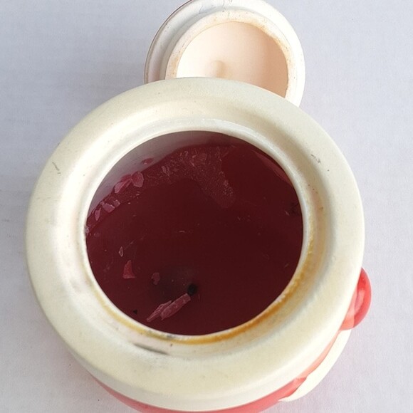 Vintage MCM Christmas Pottery Santa Holiday Candle Trinket Jar made in Japan - Picture 6 of 8